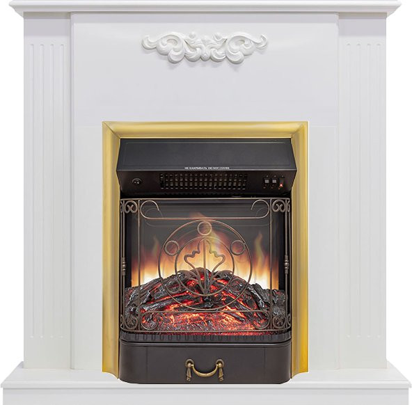 Каминокомплект Capri - Белое дерево делюкс с очагом Majestic FX M Brass в Оренбурге
