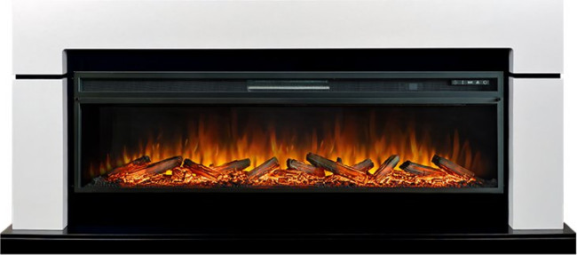 Каминокомплект Lindos 60 - Белый с черным с очагом Vision 60 LOG LED в Оренбурге