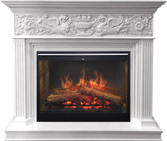 Каминокомплект Palace - Белый с серебром с очагом Symphony 30'' DF3020-INT в Оренбурге