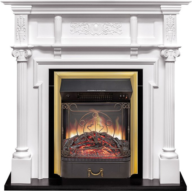 Каминокомплект Oxford - Белый с очагом Majestic FX M Brass в Оренбурге