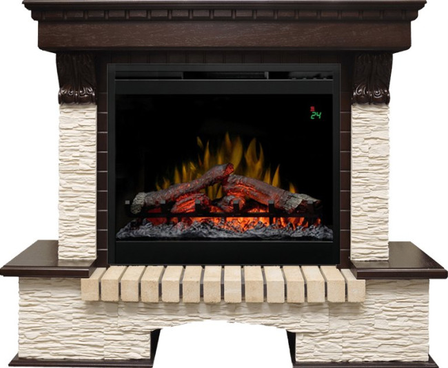 Каминокомплект Pierre Luxe угловой - Темный дуб / Сланец мелкий с очагом Symphony 26'' DF2624L-INT в Оренбурге