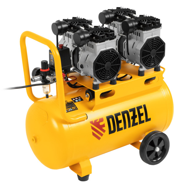 Компрессор безмасляный, малошумный DLS 2200/50, 2200 Вт, 2x1100, 50 л, 380 л/мин Denzel в Оренбурге