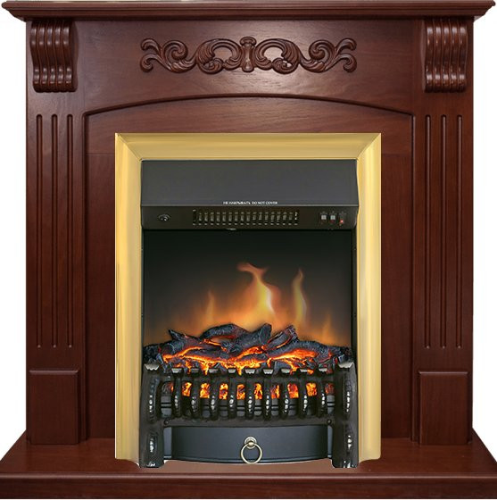 Каминокомплект Sorrento угловой - Орех с очагом Fobos FX Brass в Оренбурге