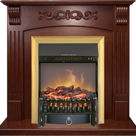 Каминокомплект Sorrento угловой - Орех с очагом Fobos FX M Brass в Оренбурге