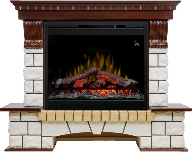 Каминокомплект Pierre Luxe - Темный дуб / Белый с очагом Symphony 26'' DF2624L-INT в Оренбурге