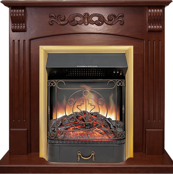 Каминокомплект Sorrento угловой - Орех с очагом Majestic FX Brass в Оренбурге