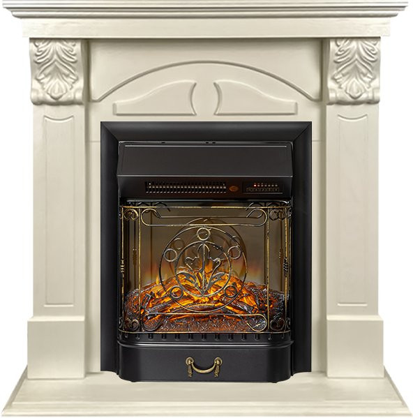 Каминокомплект Dublin (деревянный) RUSTIC (Разборный) - Слоновая кость с очагом Majestic FX M Black RC в Оренбурге