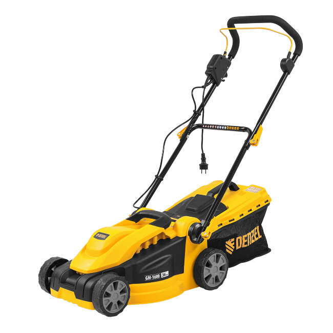 Газонокосилка электрическая GM-1600, 1600 Вт, ширина 36 см, 3 уровя, травосборник 35 л. Denzel в Оренбурге