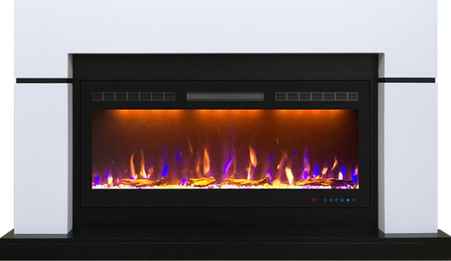 Каминокомплект Lindos - Белый с черным (Ширина 1470мм) с очагом Crystal 40 RF в Оренбурге