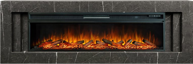 Каминокомплект Line 60 SFT Stone Touch (Разборный) - Серый мрамор с очагом Vision 60 LOG LED в Оренбурге