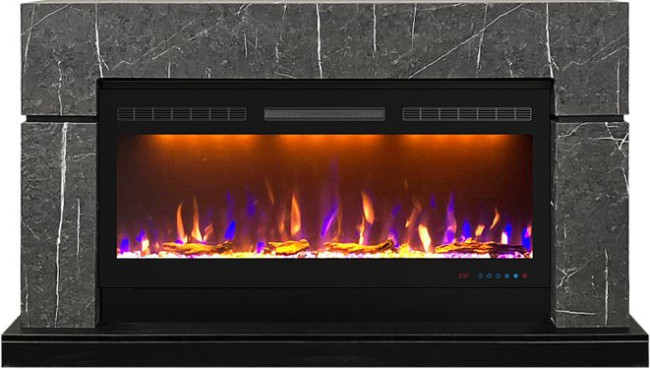 Каминокомплект Lindos 42 SFT - Серый мрамор (Ширина 1470мм) с очагом Crystal 40 RF в Оренбурге