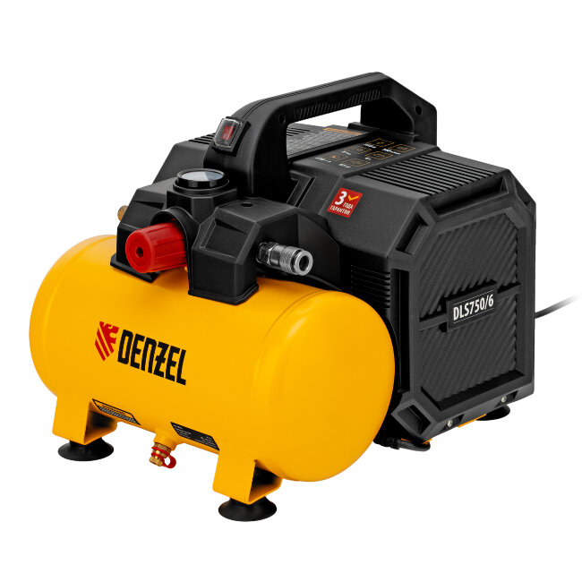 Компрессор  DLS750/6 безмасляный малошумный 750 Вт, 140 л/мин,ресивер 6 л Denzel в Оренбурге